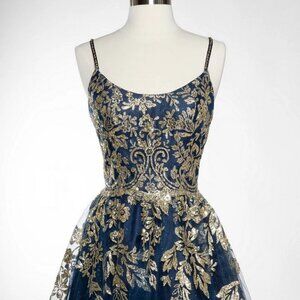 New Sleeveless Fit & Flare Sequins Embellished Dress w/ Scoop Neckline TC S2831T